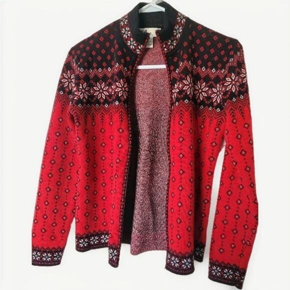 Neve Full Zip 100% Wool Nordic Sweater Womens Size M Base Layer Ski Snowboard - Picture 8 of 10